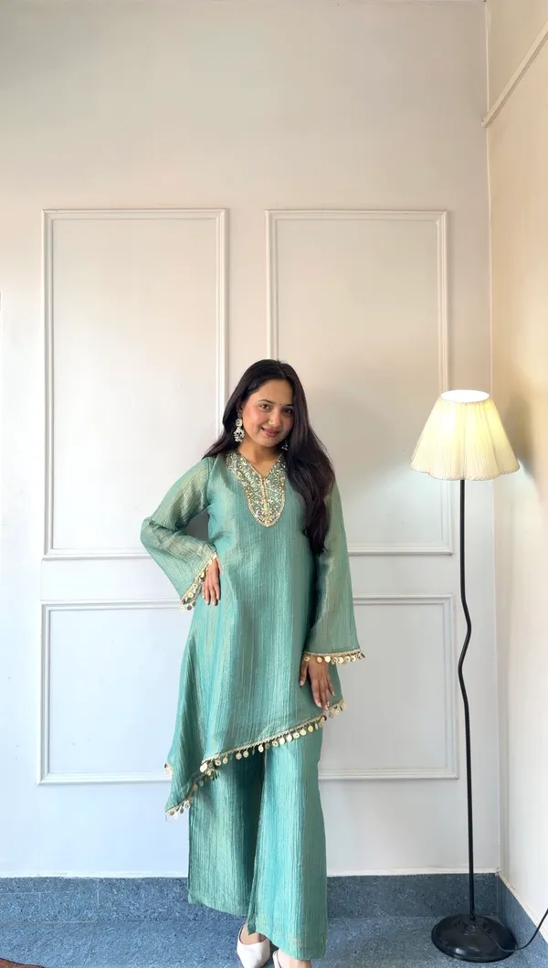 Sage_Shimmer_kurta_Set