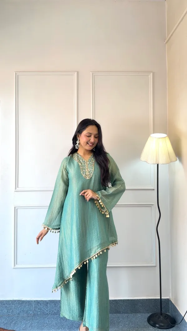 Sage_Shimmer_kurta_Set