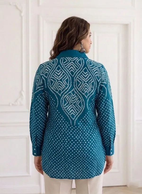 Teal_Medallion_Bandhani_Crepe_Shirt