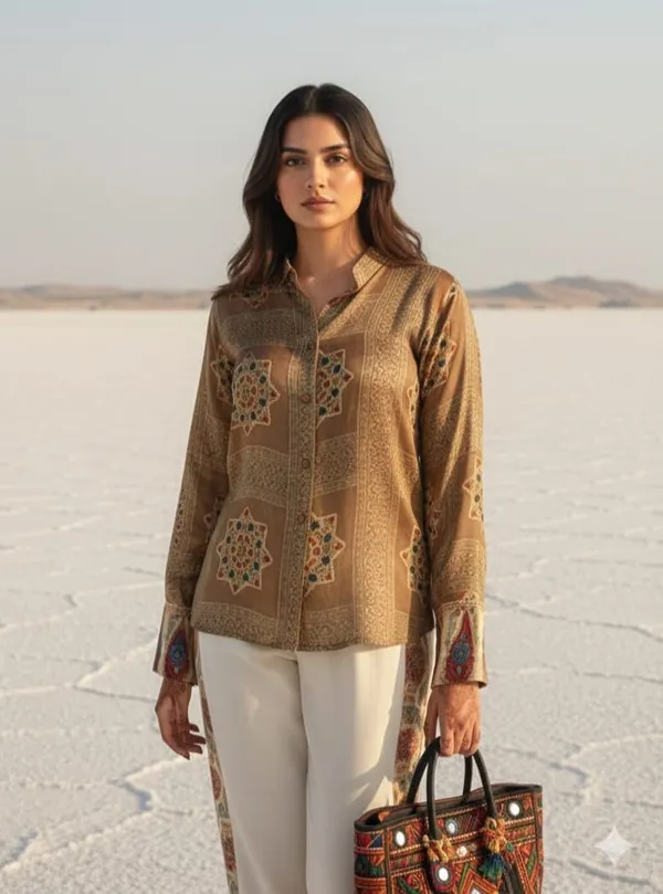 Olive_Geometric_Fusion_Shirt