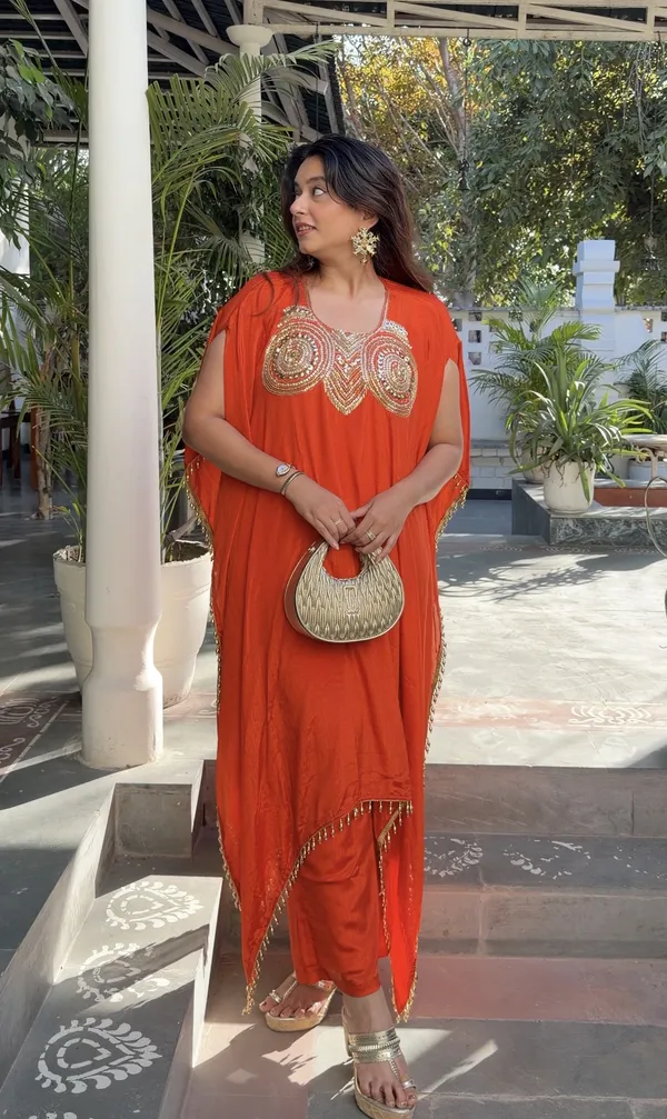 Rangrez_Orange_Kaftan_Set