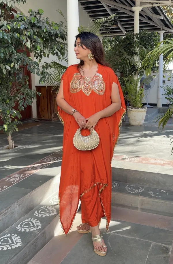 Rangrez_Orange_Kaftan_Set