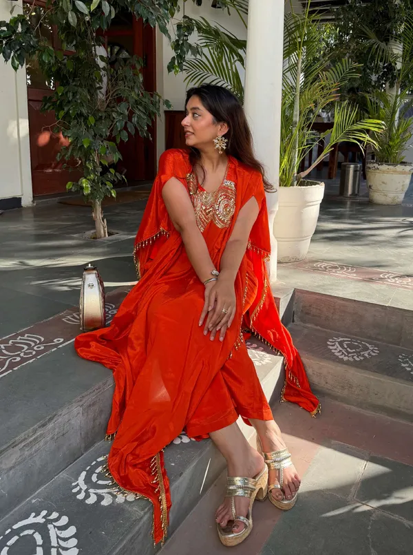 Rangrez_Orange_Kaftan_Set