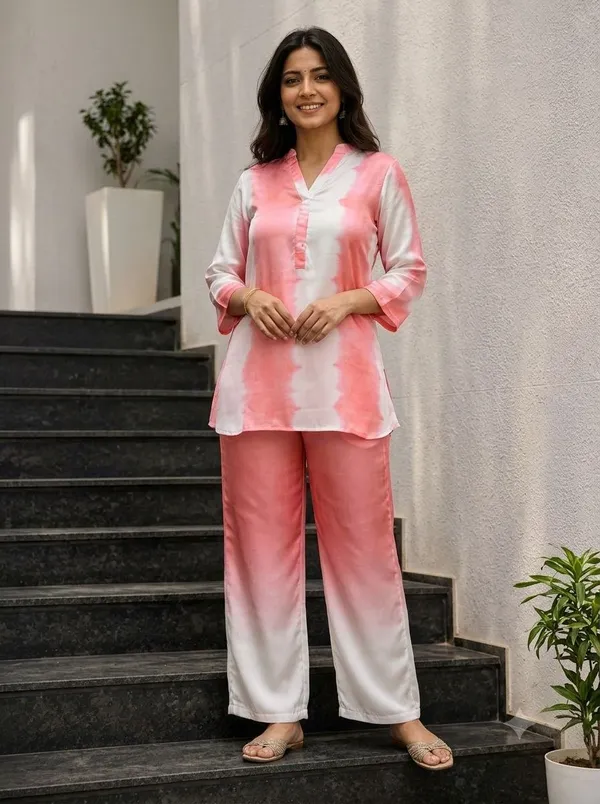 PEACH_AND_WHITE_CO-ORD_SET_for_Women