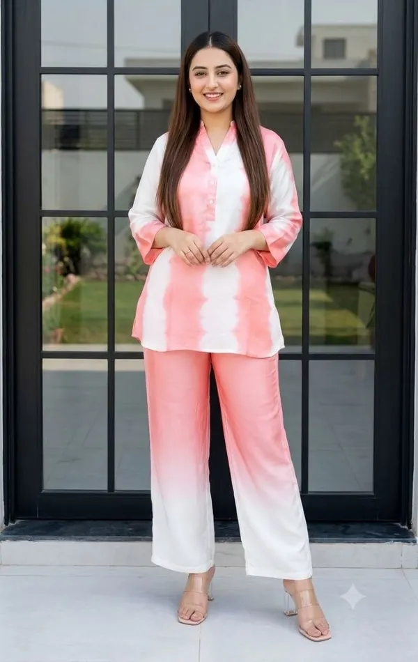 PEACH_AND_WHITE_CO-ORD_SET_for_Women