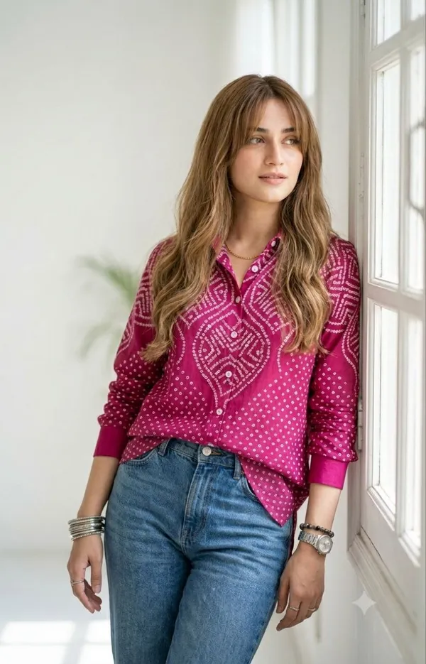 Fuchsia_Medallion_Bandhani_Crepe_Shirt