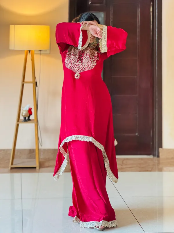 Elegant_Red_Embroidered_Asymmetrical_Kurta_Set