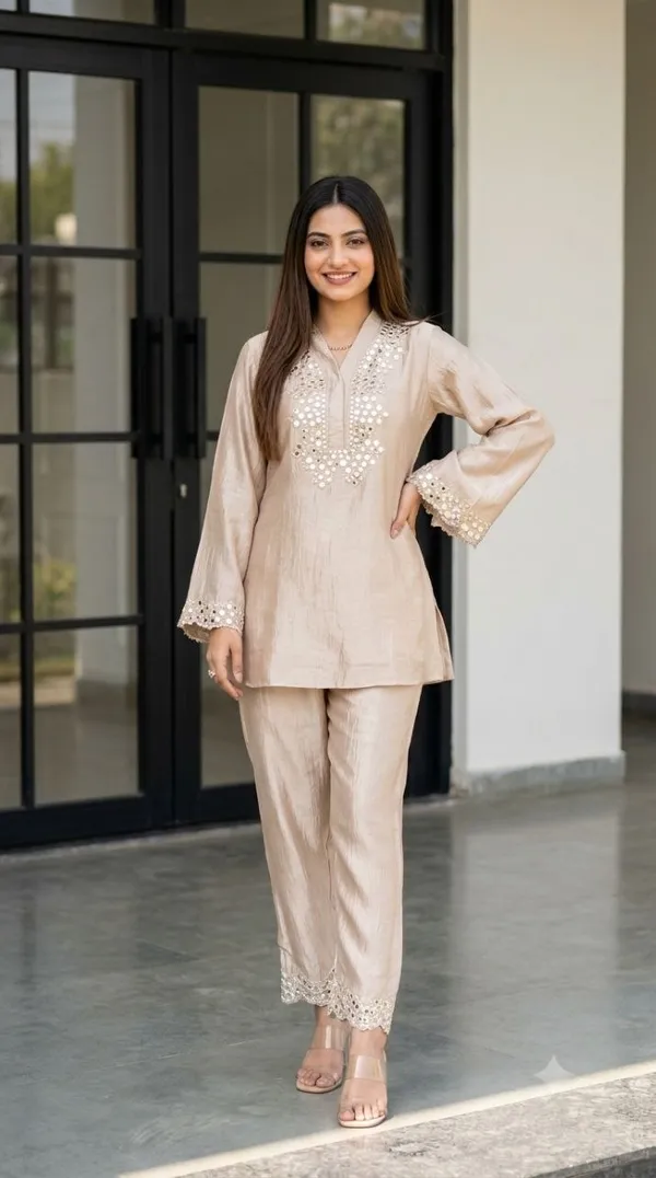 A_coordinated_Short_Kurti_and_Trouser_set