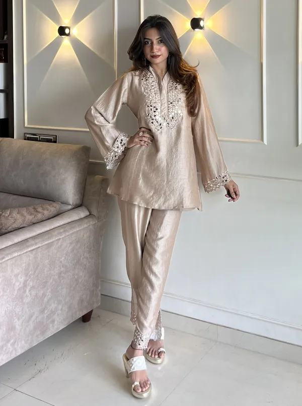A_coordinated_Short_Kurti_and_Trouser_set