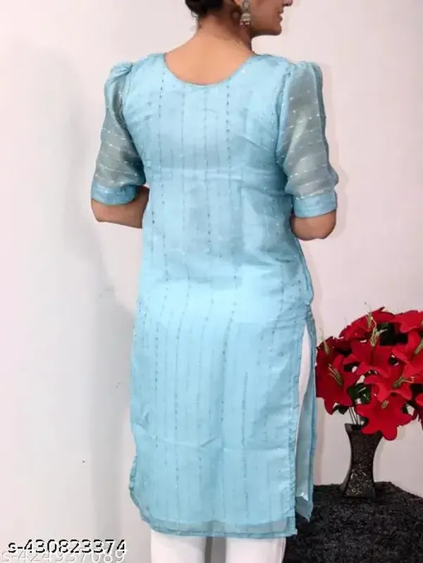 Pastel_Blue_Organza_Kurti_With_Inner__For_Women