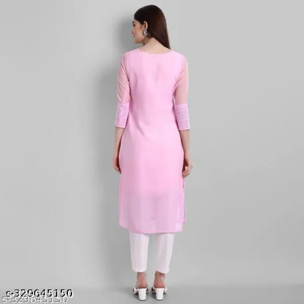 Pink_Embroidered_Georgette_Straight_Kurti_For_Women