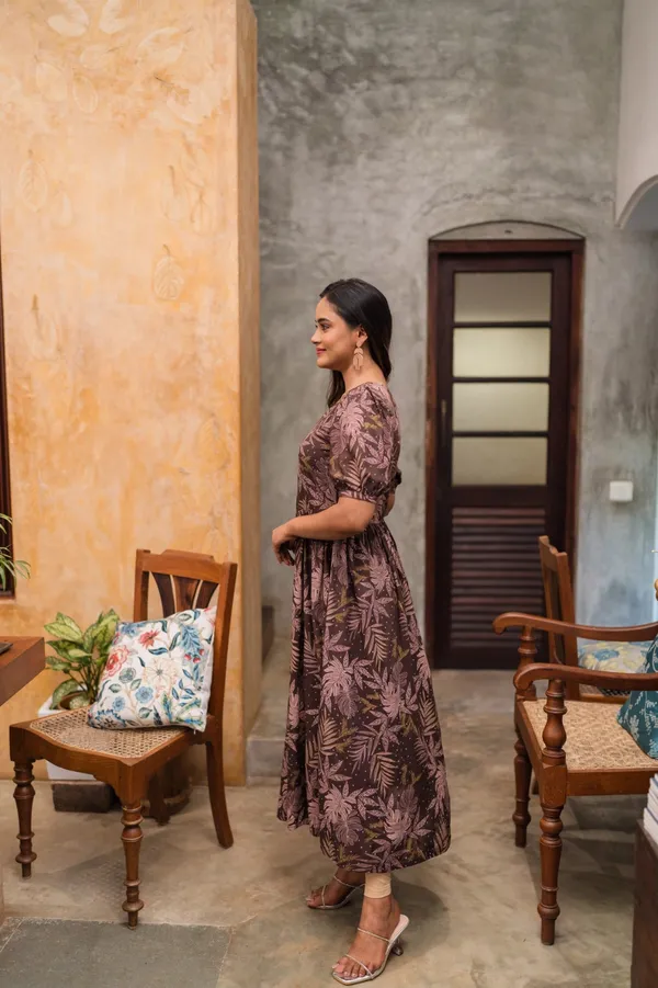 Brown_Poly_Rayon_With_Printed_One_Piece_Gown__For_Women