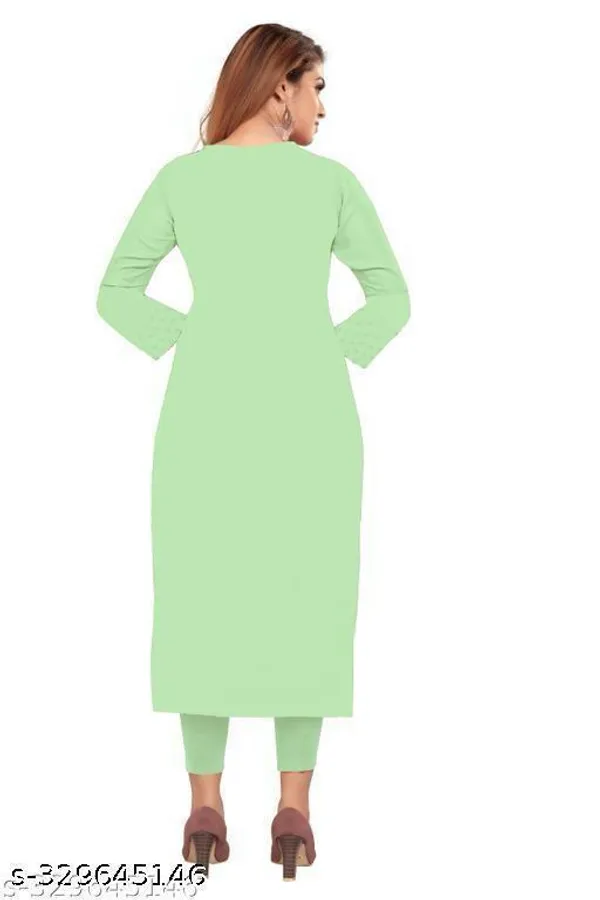 Green__Embroidered_Georgette_Straight_Kurti_For_Women