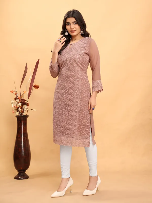 Pink_Chikanwork_With_Sequence_Work_Kurti__For_Women