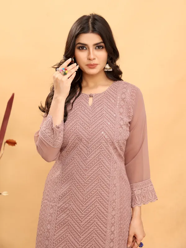 Pink_Chikanwork_With_Sequence_Work_Kurti__For_Women