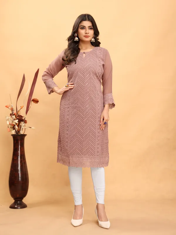 Pink_Chikanwork_With_Sequence_Work_Kurti__For_Women