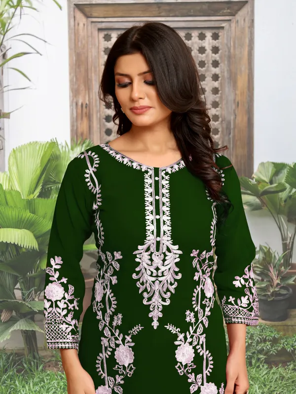 Green_New_Georgette_Chikankari_Kurti_Plazo_Set_For_Eid__For_Women