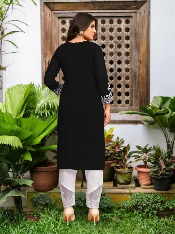Black_New_Georgette_Chikankari_Kurti_Plazo_Set_For_Eid__For_Women