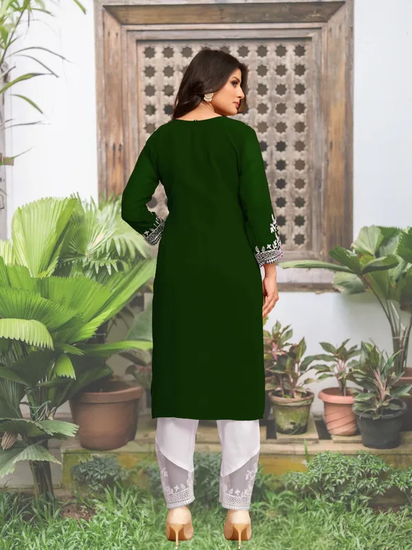 Green_New_Georgette_Chikankari_Kurti_Plazo_Set_For_Eid__For_Women