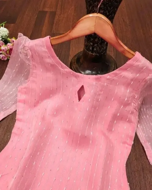 Pink_Organza_Kurti_With_Inner__For_Women