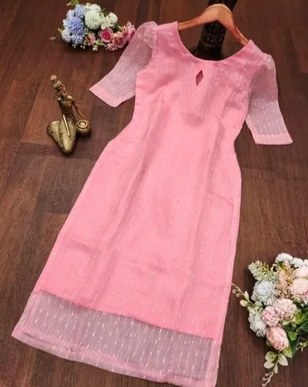 Pink_Organza_Kurti_With_Inner__For_Women