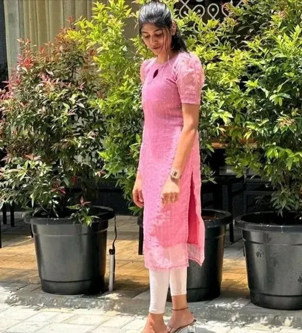 Pink_Organza_Kurti_With_Inner__For_Women