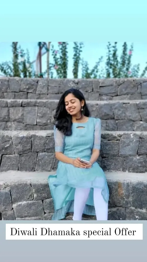 Pastel_Blue_Organza_Kurti_With_Inner__For_Women