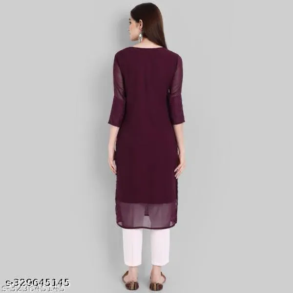 Deep_Purple_Embroidered_Georgette_Straight_Kurti_For_Women