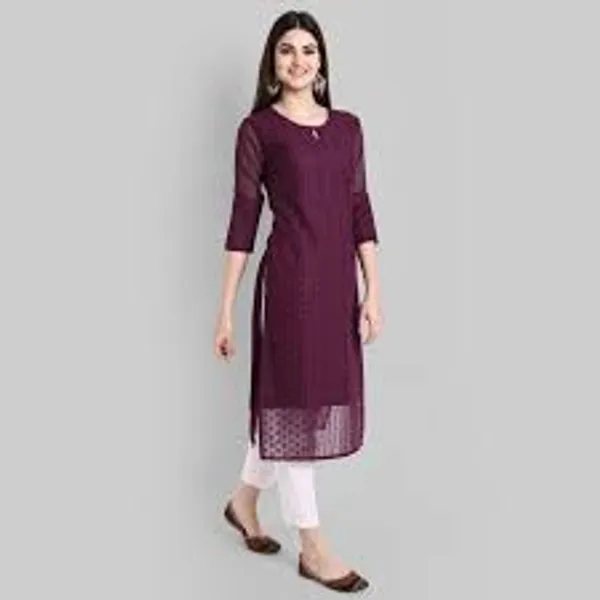 Deep_Purple_Embroidered_Georgette_Straight_Kurti_For_Women