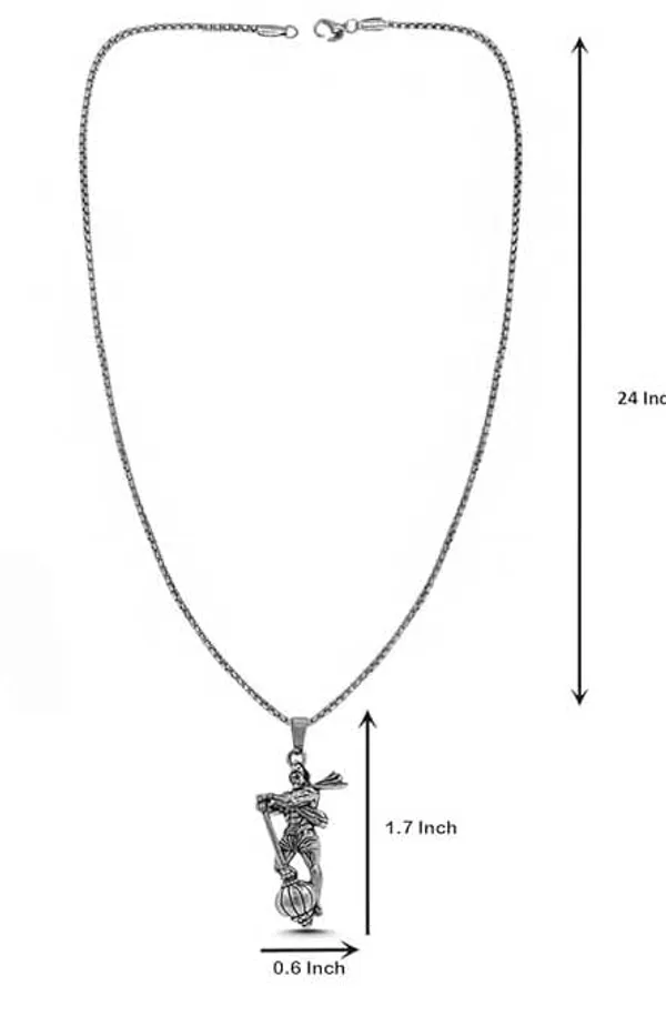 Silver_Stainless_Steel_Hanuman_Pendant_For_Men_And_Women_With_Gada_Locket