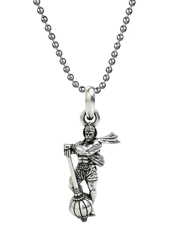 Silver_Stainless_Steel_Hanuman_Pendant_For_Men_And_Women_With_Gada_Locket