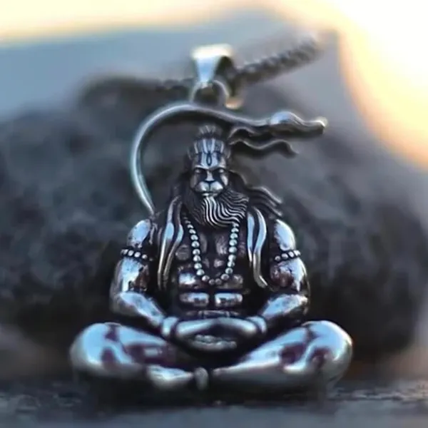 Silver_Finish_Hanuman_Ji_Rhodium_Zinc_And_Metal_Pendant_Necklace_Chain_For_Men_&_Women