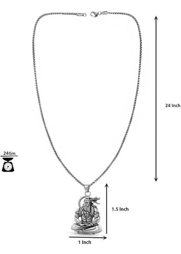 Silver_Finish_Hanuman_Ji_Rhodium_Zinc_And_Metal_Pendant_Necklace_Chain_For_Men_&_Women