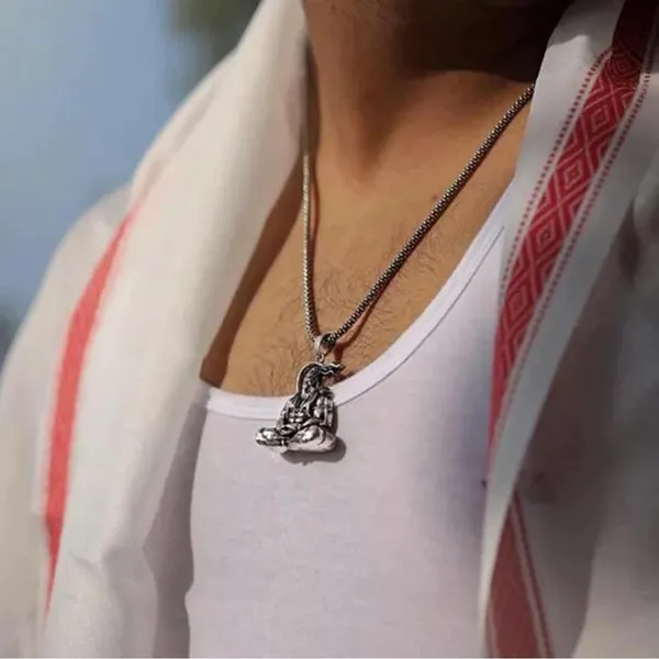 Silver_Finish_Hanuman_Ji_Rhodium_Zinc_And_Metal_Pendant_Necklace_Chain_For_Men_&_Women