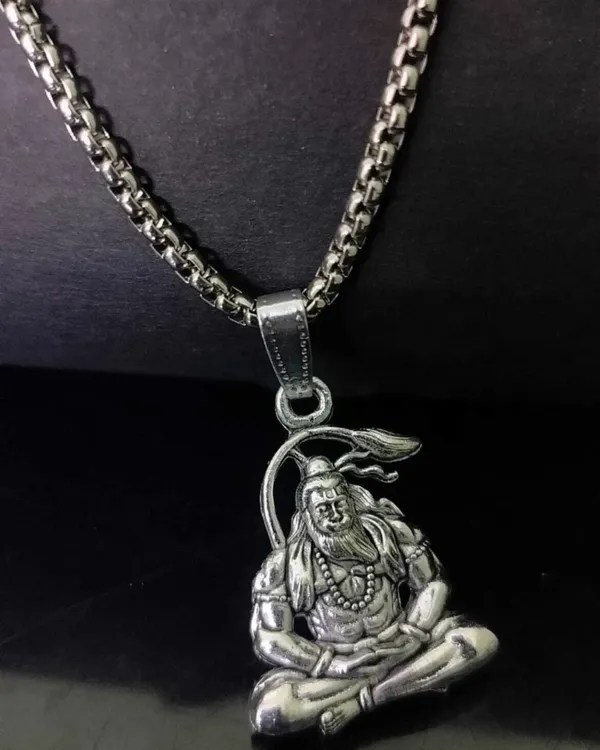 Silver_Finish_Hanuman_Ji_Rhodium_Zinc_And_Metal_Pendant_Necklace_Chain_For_Men_&_Women