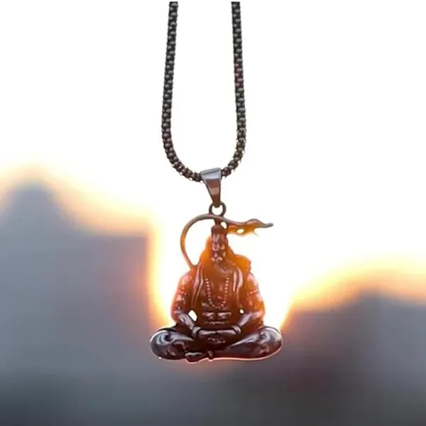 Silver_Finish_Hanuman_Ji_Rhodium_Zinc_And_Metal_Pendant_Necklace_Chain_For_Men_&_Women