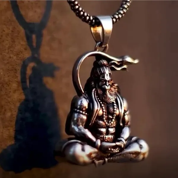 Silver_Finish_Hanuman_Ji_Rhodium_Zinc_And_Metal_Pendant_Necklace_Chain_For_Men_&_Women