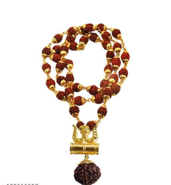 Gold_Plated_Stylish_Shiv_Trishul_Damaru_Rudraksha_Mala_For_Men_&_Women