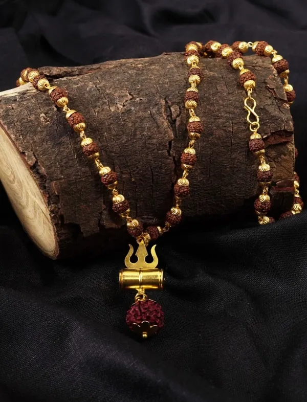 Gold_Plated_Stylish_Shiv_Trishul_Damaru_Rudraksha_Mala_For_Men_&_Women