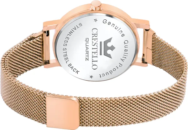 Rose_Gold_Plated_Mesh_Chain_Analog_Wrist_Watch_for_Women_(Green_Dial)_|_CR-RG152-GRN
