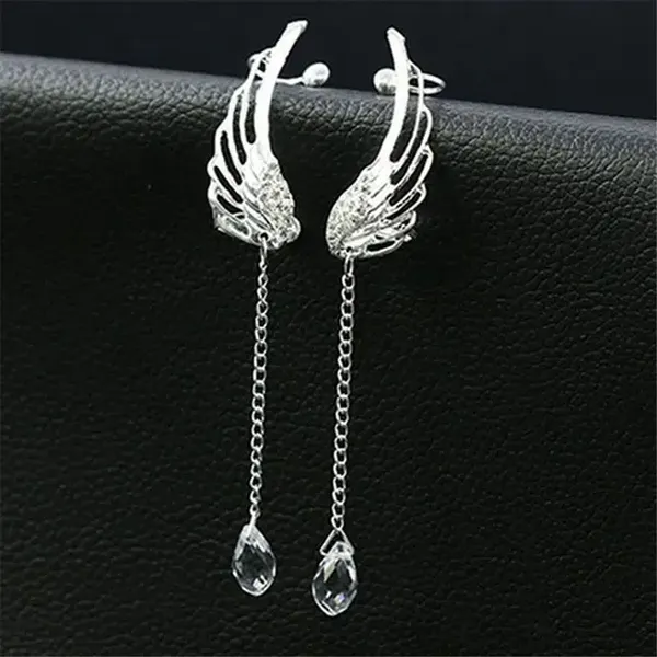 Silver_plated_angel_wings_stylist_Crystal_Pendant_hanging_earrings