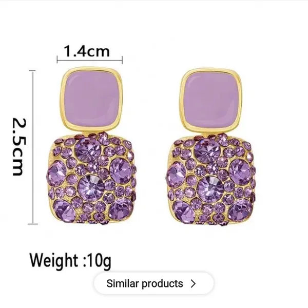 Korean_style_Purple_shiny_crystal_earrings_for_women's_Geometric_simple_Earrings