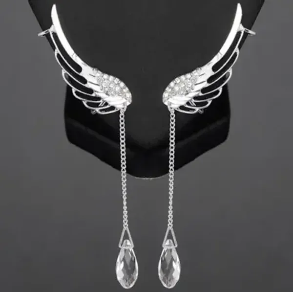 Silver_plated_angel_wings_stylist_Crystal_Pendant_hanging_earrings
