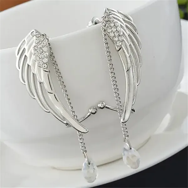 Silver_plated_angel_wings_stylist_Crystal_Pendant_hanging_earrings