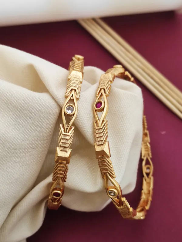 Stylish_Baadam_Shape_Bangles_With_AD_Stones_Pack_Of_2_Pcs_(_1_Pair_)