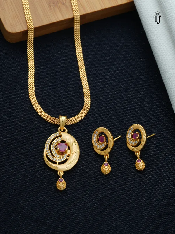 Trendz Jewellery Women Gram Gold Plated Pendant Set Stylish