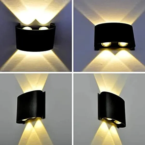 4_Watts_4_Ray_Waterproof_LED_Outdoor_Up_And_Down_Straight_Wall_Light_Black_Body
