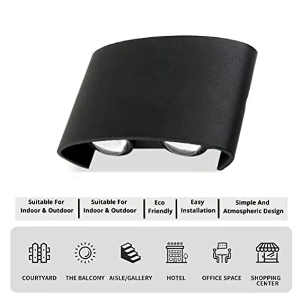 4_Watts_4_Ray_Waterproof_LED_Outdoor_Up_And_Down_Straight_Wall_Light_Black_Body