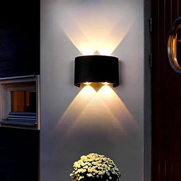 4_Watts_4_Ray_Waterproof_LED_Outdoor_Up_And_Down_Straight_Wall_Light_Black_Body