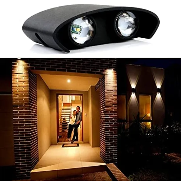 4_Watts_4_Ray_Waterproof_LED_Outdoor_Up_And_Down_Straight_Wall_Light_Black_Body